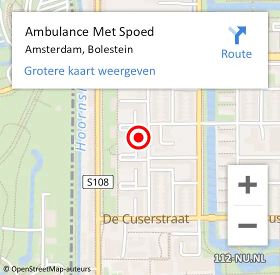 Locatie op kaart van de 112 melding: Ambulance Met Spoed Naar Amsterdam, Bolestein op 26 december 2023 03:40