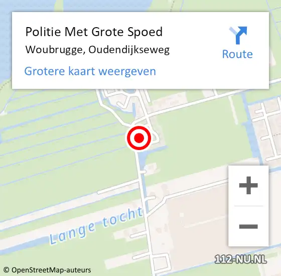 Locatie op kaart van de 112 melding: Politie Met Grote Spoed Naar Woubrugge, Oudendijkseweg op 26 december 2023 03:45