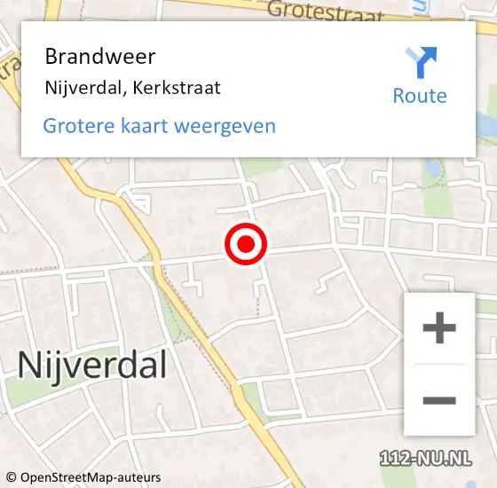 Locatie op kaart van de 112 melding: Brandweer Nijverdal, Kerkstraat op 26 december 2023 03:56