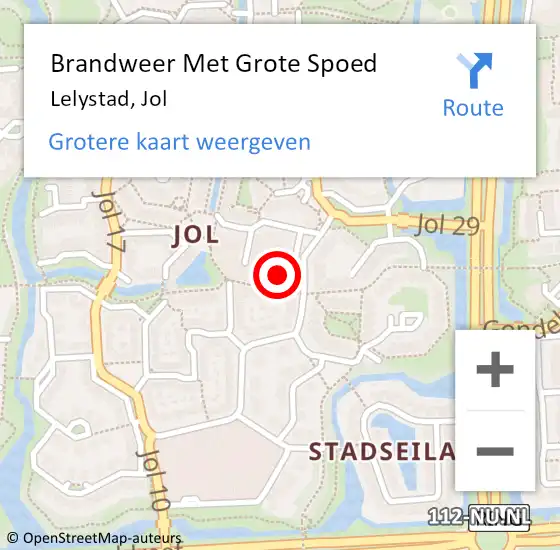 Locatie op kaart van de 112 melding: Brandweer Met Grote Spoed Naar Lelystad, Jol op 26 december 2023 04:00
