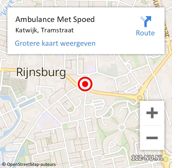 Locatie op kaart van de 112 melding: Ambulance Met Spoed Naar Katwijk, Tramstraat op 26 december 2023 04:12