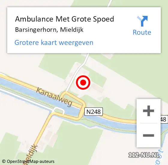 Locatie op kaart van de 112 melding: Ambulance Met Grote Spoed Naar Barsingerhorn, Mieldijk op 26 december 2023 05:03