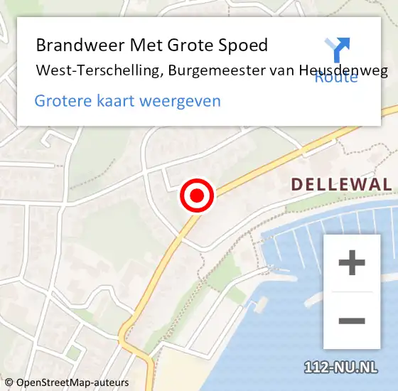 Locatie op kaart van de 112 melding: Brandweer Met Grote Spoed Naar West-Terschelling, Burgemeester van Heusdenweg op 26 december 2023 07:02
