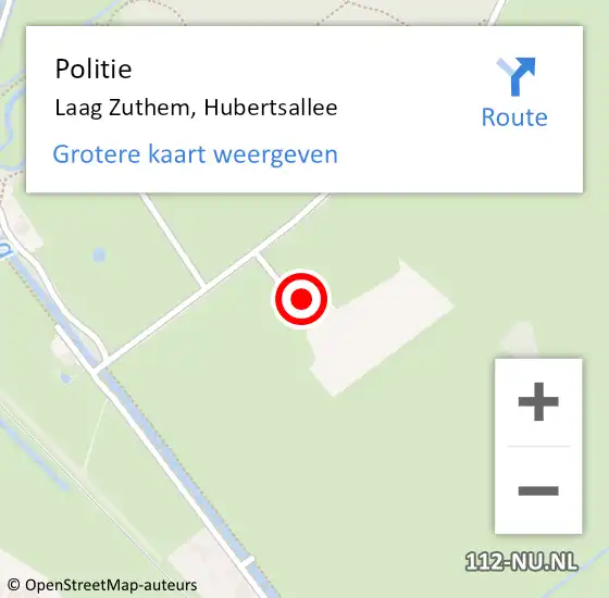 Locatie op kaart van de 112 melding: Politie Laag Zuthem, Hubertsallee op 26 december 2023 07:25