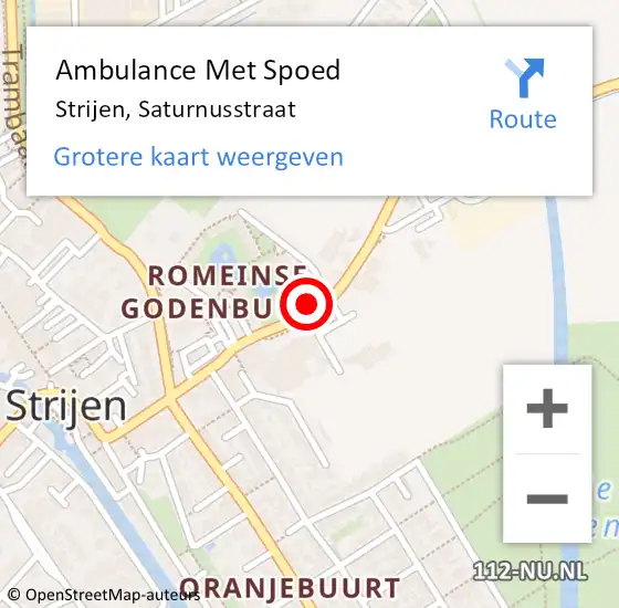 Locatie op kaart van de 112 melding: Ambulance Met Spoed Naar Strijen, Saturnusstraat op 26 december 2023 08:13