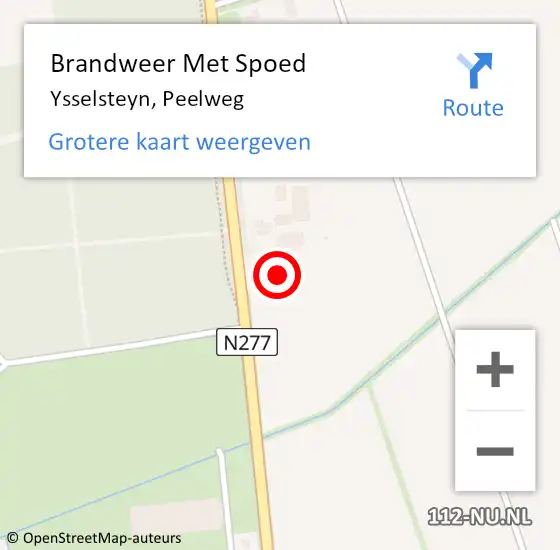 Locatie op kaart van de 112 melding: Brandweer Met Spoed Naar Ysselsteyn, Peelweg op 26 december 2023 08:53