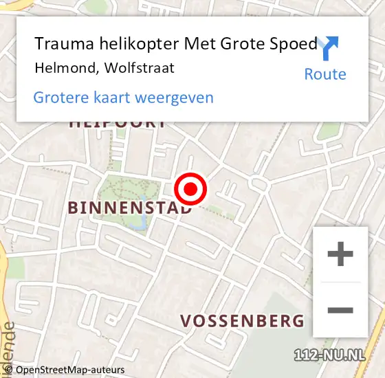 Locatie op kaart van de 112 melding: Trauma helikopter Met Grote Spoed Naar Helmond, Wolfstraat op 26 december 2023 09:00