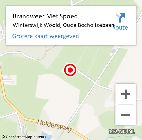 Locatie op kaart van de 112 melding: Brandweer Met Spoed Naar Winterswijk Woold, Oude Bocholtsebaan op 26 december 2023 09:22