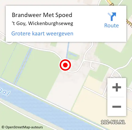 Locatie op kaart van de 112 melding: Brandweer Met Spoed Naar 't Goy, Wickenburghseweg op 26 december 2023 09:25