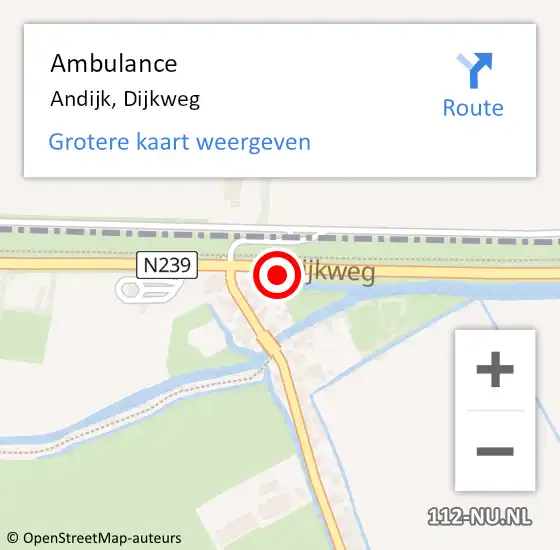 Locatie op kaart van de 112 melding: Ambulance Andijk, Dijkweg op 26 december 2023 10:08