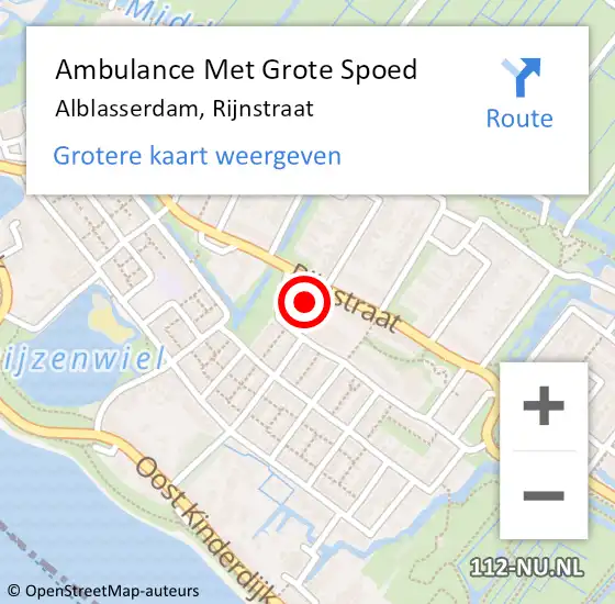 Locatie op kaart van de 112 melding: Ambulance Met Grote Spoed Naar Alblasserdam, Rijnstraat op 26 december 2023 10:42