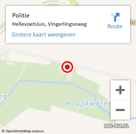 Locatie op kaart van de 112 melding: Politie Hellevoetsluis, Vingerlingseweg op 26 december 2023 11:52