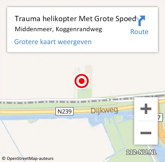 Locatie op kaart van de 112 melding: Trauma helikopter Met Grote Spoed Naar Middenmeer, Koggenrandweg op 26 december 2023 12:42