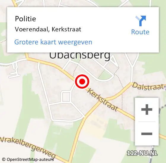 Locatie op kaart van de 112 melding: Politie Voerendaal, Kerkstraat op 26 december 2023 13:02