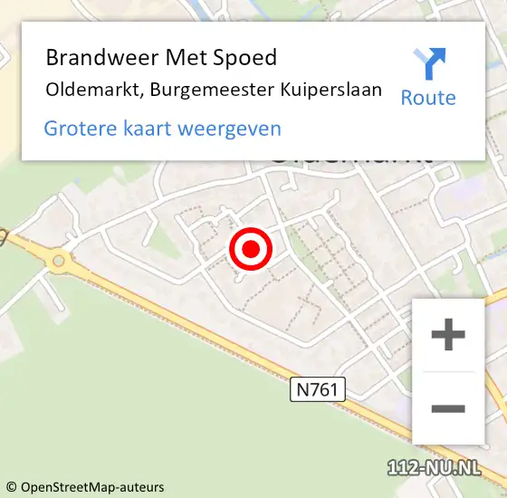 Locatie op kaart van de 112 melding: Brandweer Met Spoed Naar Oldemarkt, Burgemeester Kuiperslaan op 26 december 2023 13:07