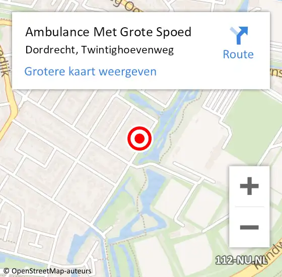 Locatie op kaart van de 112 melding: Ambulance Met Grote Spoed Naar Dordrecht, Twintighoevenweg op 26 december 2023 13:50