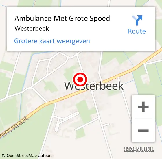 Locatie op kaart van de 112 melding: Ambulance Met Grote Spoed Naar Westerbeek op 26 december 2023 14:29