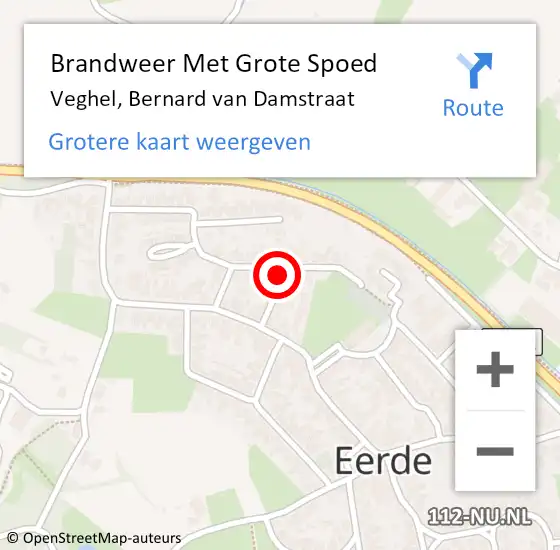 Locatie op kaart van de 112 melding: Brandweer Met Grote Spoed Naar Veghel, Bernard van Damstraat op 26 december 2023 14:58