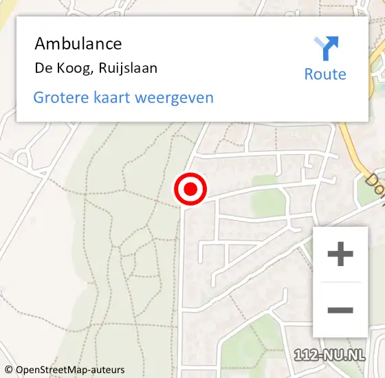 Locatie op kaart van de 112 melding: Ambulance De Koog, Ruijslaan op 26 december 2023 15:10