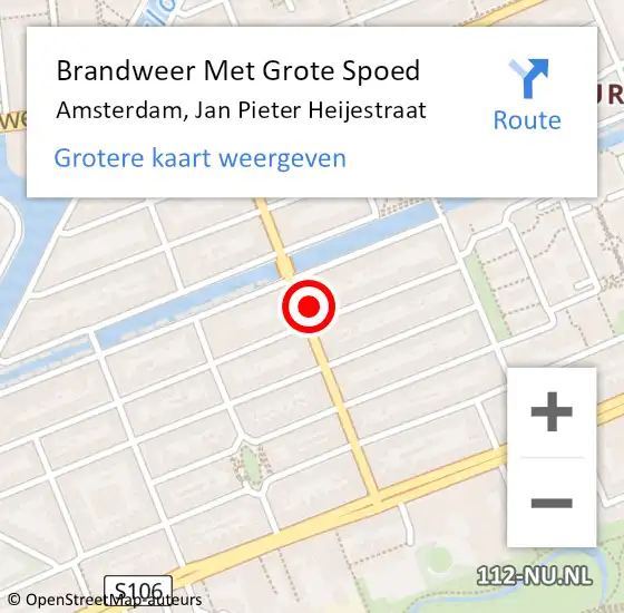 Locatie op kaart van de 112 melding: Brandweer Met Grote Spoed Naar Amsterdam, Jan Pieter Heijestraat op 26 december 2023 15:16