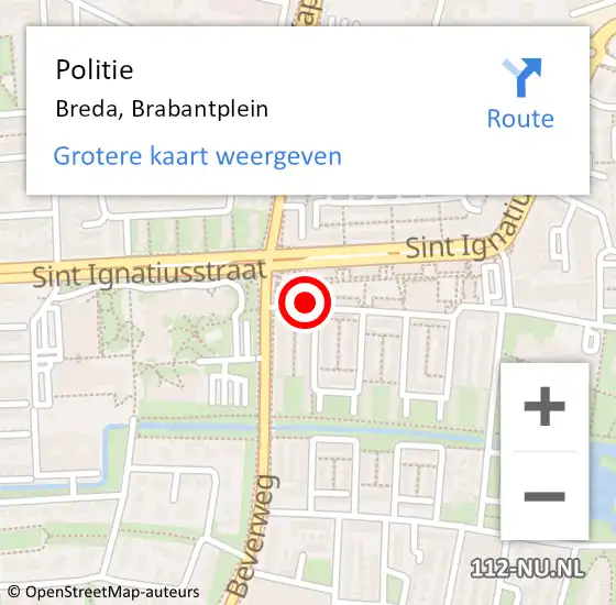 Locatie op kaart van de 112 melding: Politie Breda, Brabantplein op 26 december 2023 16:54