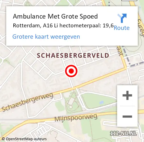 Locatie op kaart van de 112 melding: Ambulance Met Grote Spoed Naar Rotterdam, A20 Li hectometerpaal: 35,6 op 19 september 2014 19:38