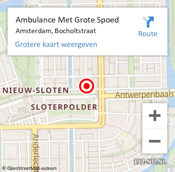 Locatie op kaart van de 112 melding: Ambulance Met Grote Spoed Naar Amsterdam, Bocholtstraat op 26 december 2023 17:01