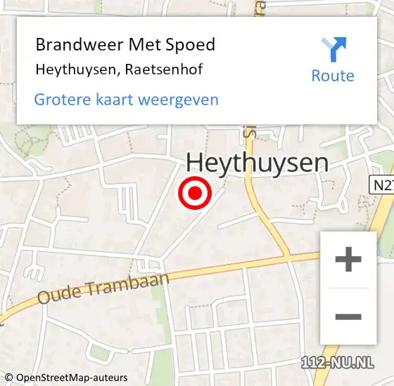 Locatie op kaart van de 112 melding: Brandweer Met Spoed Naar Heythuysen, Raetsenhof op 26 december 2023 17:58