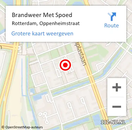 Locatie op kaart van de 112 melding: Brandweer Met Spoed Naar Rotterdam, Oppenheimstraat op 26 december 2023 18:59