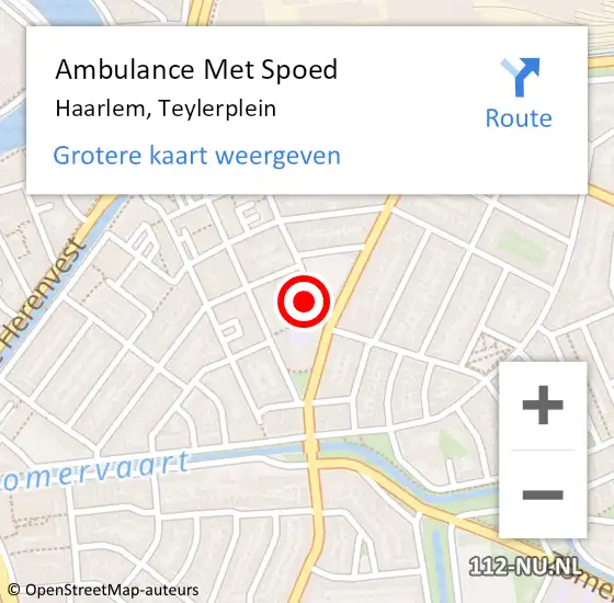 Locatie op kaart van de 112 melding: Ambulance Met Spoed Naar Haarlem, Teylerplein op 26 december 2023 19:20