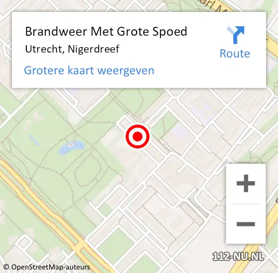Locatie op kaart van de 112 melding: Brandweer Met Grote Spoed Naar Utrecht, Nigerdreef op 26 december 2023 20:24