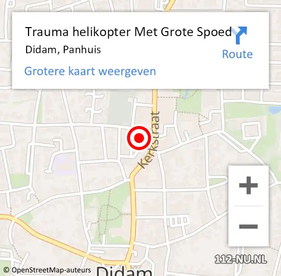 Locatie op kaart van de 112 melding: Trauma helikopter Met Grote Spoed Naar Didam, Panhuis op 26 december 2023 21:02