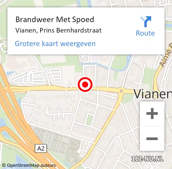 Locatie op kaart van de 112 melding: Brandweer Met Spoed Naar Vianen, Prins Bernhardstraat op 26 december 2023 21:12