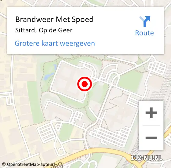Locatie op kaart van de 112 melding: Brandweer Met Spoed Naar Sittard, Op de Geer op 26 december 2023 22:00