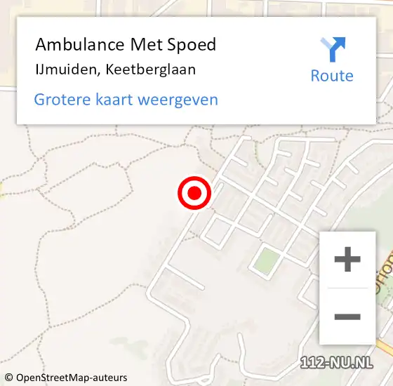 Locatie op kaart van de 112 melding: Ambulance Met Spoed Naar IJmuiden, Keetberglaan op 26 december 2023 22:11