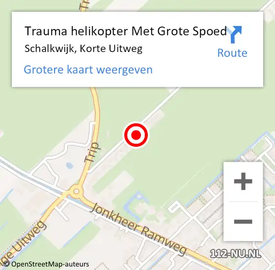 Locatie op kaart van de 112 melding: Trauma helikopter Met Grote Spoed Naar Schalkwijk, Korte Uitweg op 26 december 2023 22:37