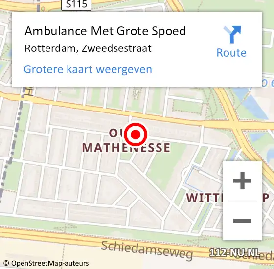 Locatie op kaart van de 112 melding: Ambulance Met Grote Spoed Naar Rotterdam, Zweedsestraat op 26 december 2023 23:05