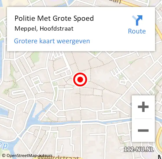 Locatie op kaart van de 112 melding: Politie Met Grote Spoed Naar Meppel, Hoofdstraat op 26 december 2023 23:19