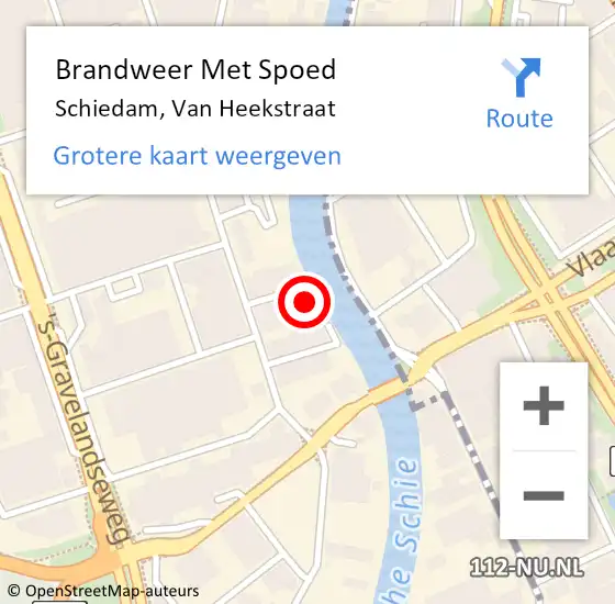 Locatie op kaart van de 112 melding: Brandweer Met Spoed Naar Schiedam, Van Heekstraat op 26 december 2023 23:57
