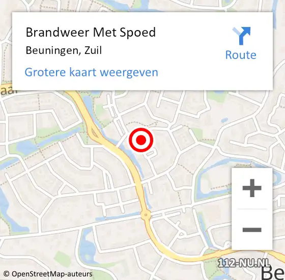 Locatie op kaart van de 112 melding: Brandweer Met Spoed Naar Beuningen, Zuil op 27 december 2023 00:08