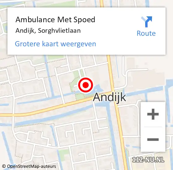Locatie op kaart van de 112 melding: Ambulance Met Spoed Naar Andijk, Sorghvlietlaan op 27 december 2023 03:41