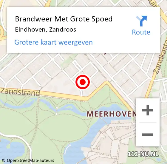 Locatie op kaart van de 112 melding: Brandweer Met Grote Spoed Naar Eindhoven, Zandroos op 27 december 2023 04:16