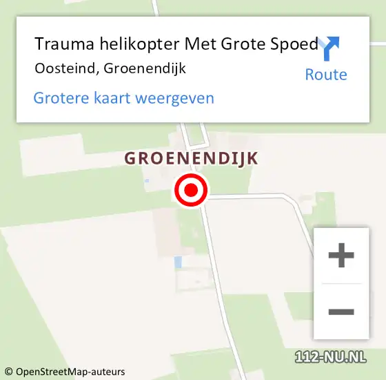 Locatie op kaart van de 112 melding: Trauma helikopter Met Grote Spoed Naar Oosteind, Groenendijk op 27 december 2023 07:54