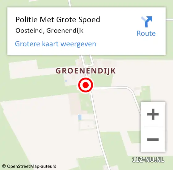 Locatie op kaart van de 112 melding: Politie Met Grote Spoed Naar Oosteind, Groenendijk op 27 december 2023 08:16