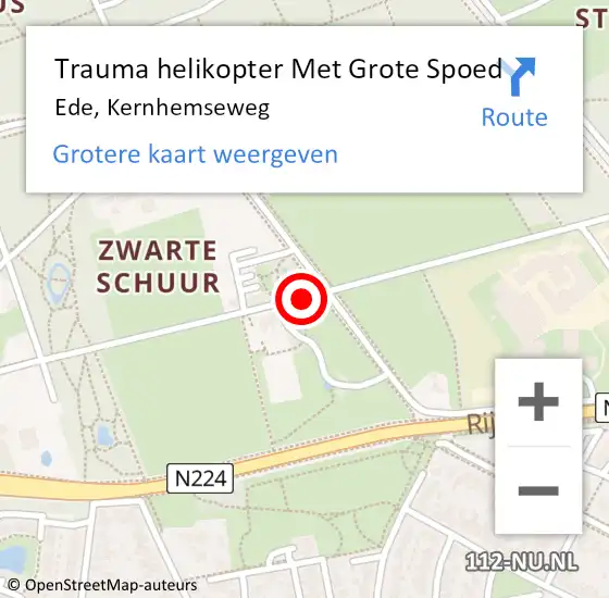 Locatie op kaart van de 112 melding: Trauma helikopter Met Grote Spoed Naar Ede, Kernhemseweg op 27 december 2023 08:42