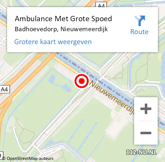 Locatie op kaart van de 112 melding: Ambulance Met Grote Spoed Naar Badhoevedorp, Nieuwemeerdijk op 27 december 2023 09:15