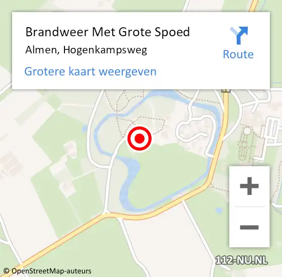 Locatie op kaart van de 112 melding: Brandweer Met Grote Spoed Naar Almen, Hogenkampsweg op 19 september 2014 21:10