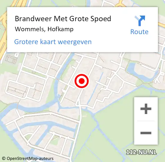 Locatie op kaart van de 112 melding: Brandweer Met Grote Spoed Naar Wommels, Hofkamp op 27 december 2023 11:04