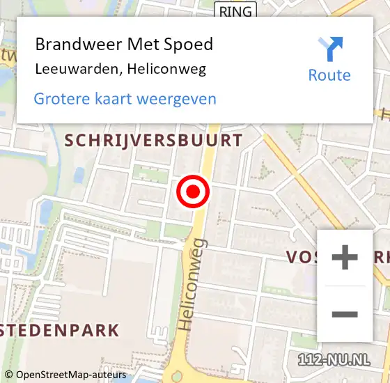 Locatie op kaart van de 112 melding: Brandweer Met Spoed Naar Leeuwarden, Heliconweg op 27 december 2023 11:54