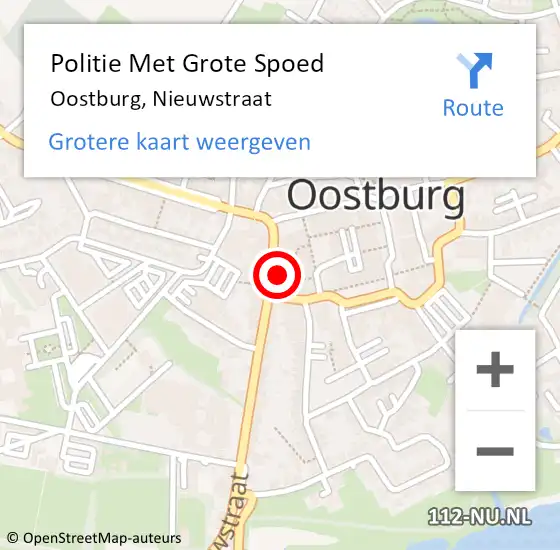 Locatie op kaart van de 112 melding: Politie Met Grote Spoed Naar Oostburg, Nieuwstraat op 27 december 2023 12:10